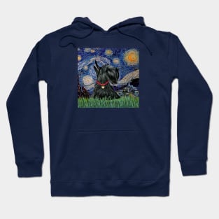 Starry Night Adapted to Include a Black Scottish Terrier Hoodie